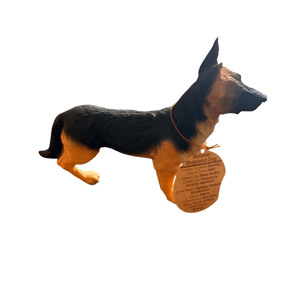 The Canine Collection German Shepherd Dog Figurine Black Tan Realistic Toy Tag